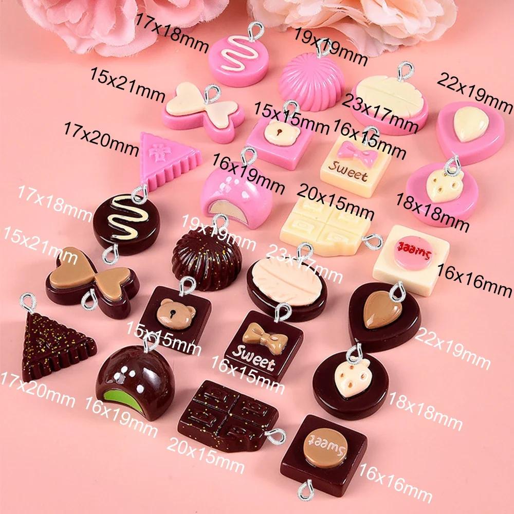 10PCS Shiny Various Chocolate Series Flat Back Charms For Earrings Bracelet Hairpin DIY Jewelry Pendants Decoration Accessories