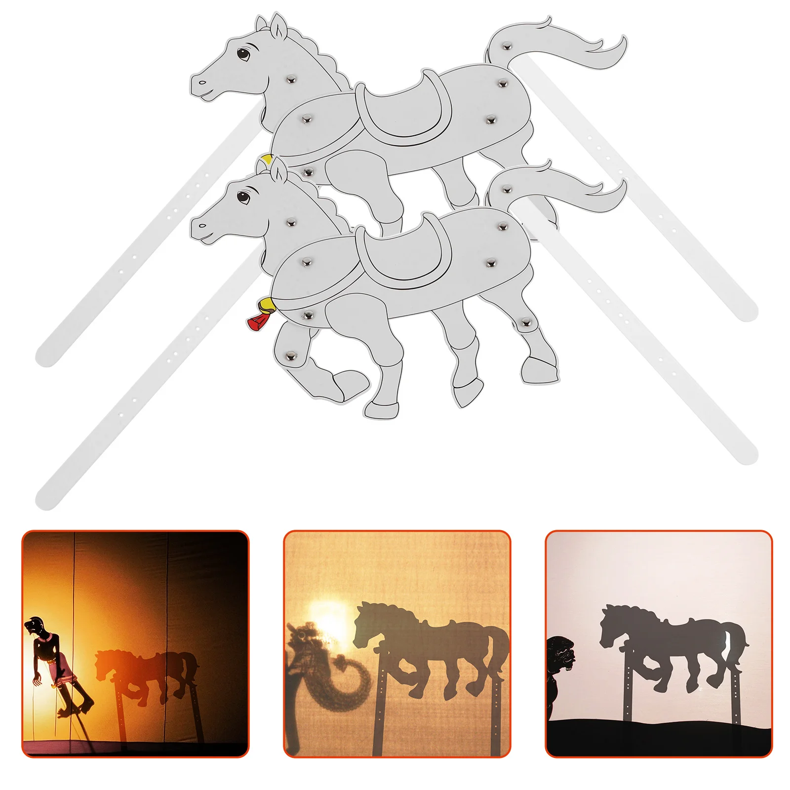 

4pcs Handcrafted Chinese Horse Shadow Puppets Kit For Diy Performance Traditional Cultural Art Craft Ornament