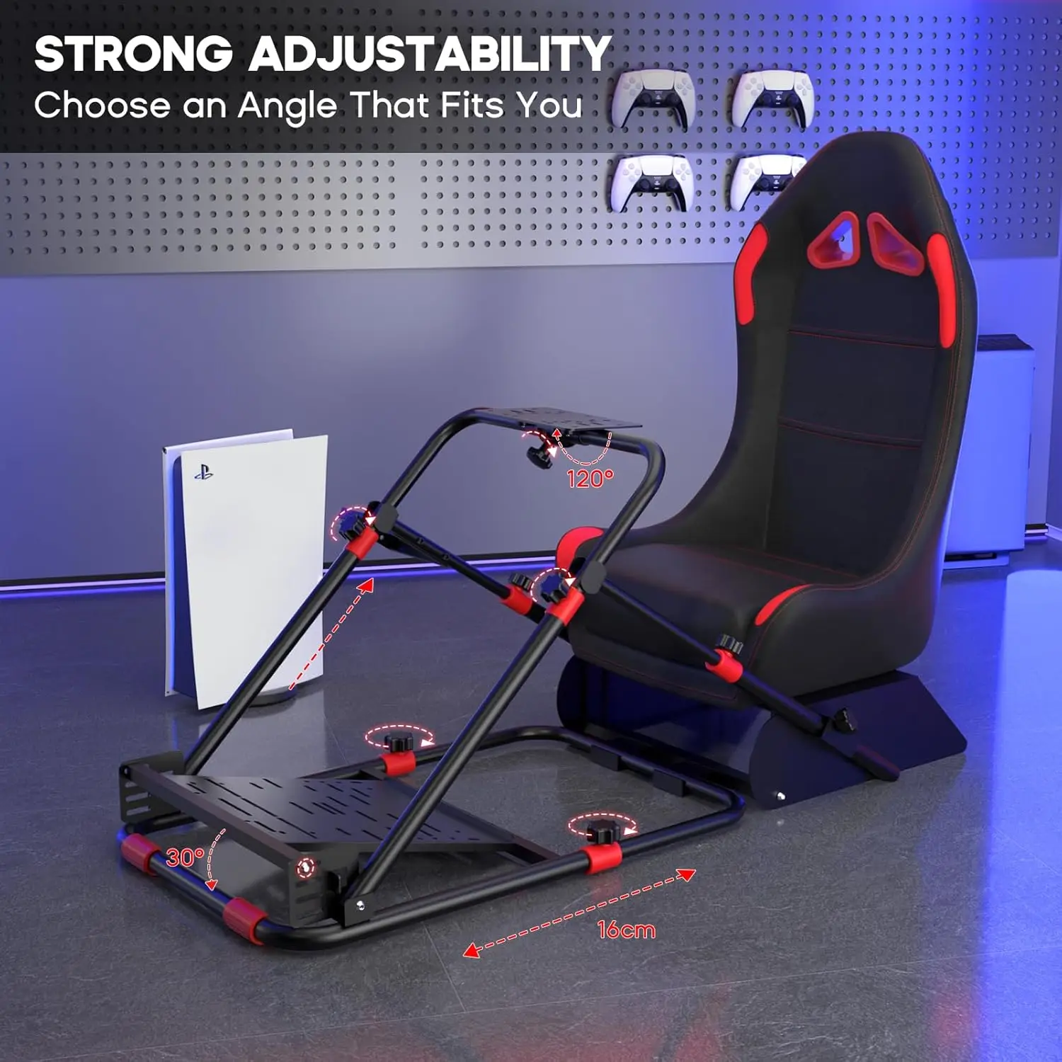 Racing Simulator Cockpit mit Stuhl Leder Sim Racing Cockpit Verstellbarer Autosimulator für Logitech G29 G920 G923 G25 G27