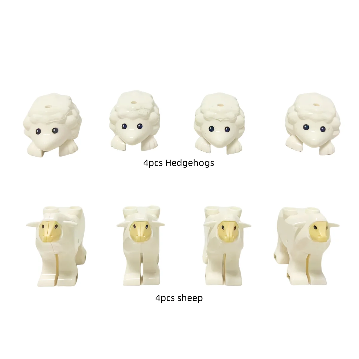 MOC 4Pcs 양 + 4 Pcs 고슴도치 빌딩 블록 DIY 장난감 동물 모델 DIY 농장 공원 동물원 장식 액세서리 완구