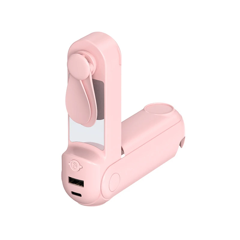 Mini batterie externe portable, ventilateur de poche, lampe de poche LED, miroir de maquillage, chargeur Powerbank pour iPhone 16 Huawei Xiaomi Samsung