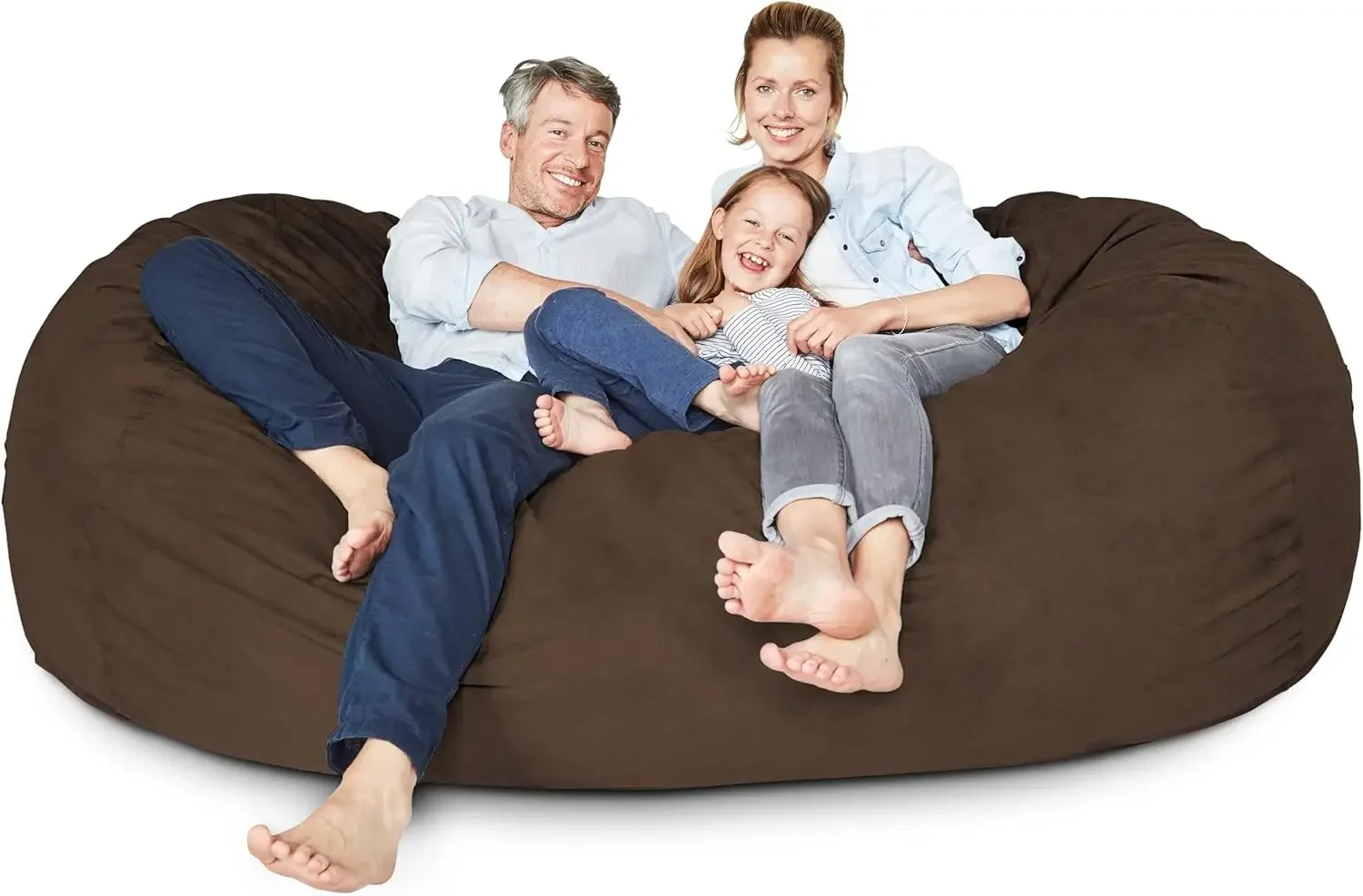 7ft Bean Bag Chair with Microsuede Cover - Ultra Soft, Foam Filling, Washable Jumbo Bean Bag Sofa for Kids, Teenagers, Adults