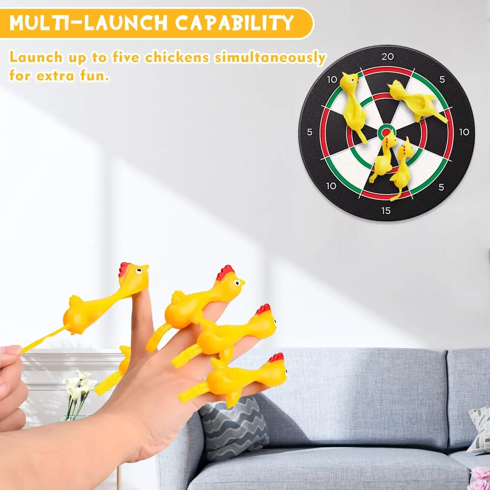 25PCS Creative Catapult Turkey Release Stress Finger Catapult Toy TPR Sticky Unique Toys Slingshot Elastic Sticky Party Favors