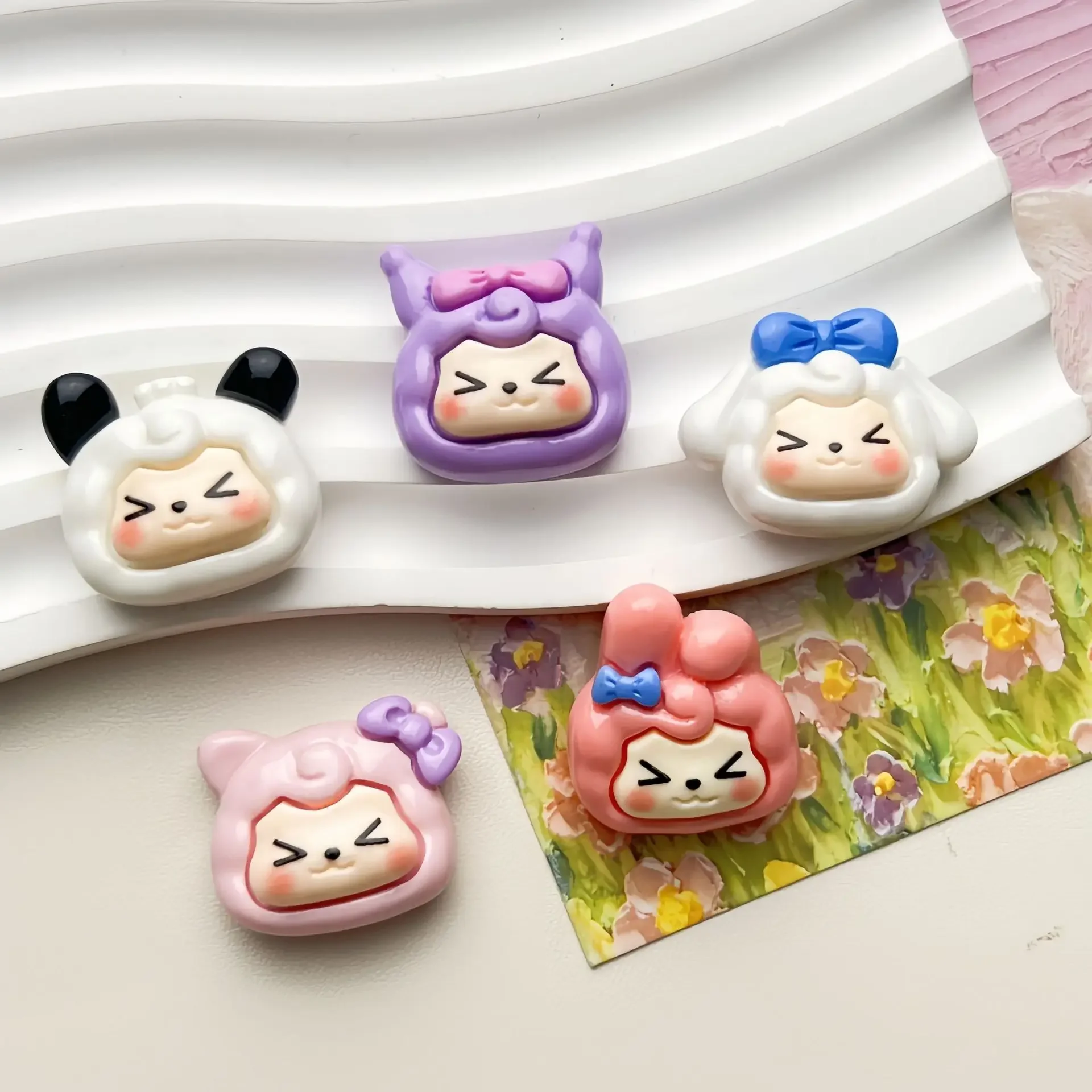 5pcs Cartoon KIKI lamb cream glue resin flatback cabochons diy crafts materials jewelry making charms