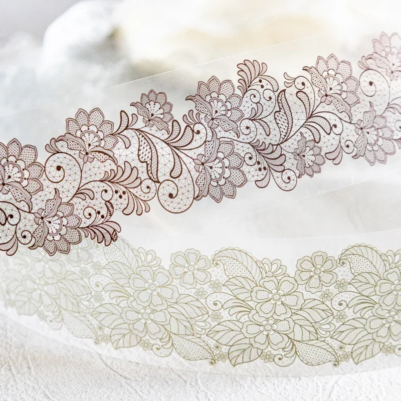 40mm*200cm Lace Season Series Vintage Flower Lace PET Tape Creative DIY Journal Material Collage Stationery