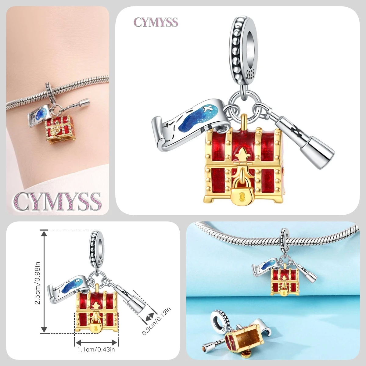 Blauer Charm, 925er Sterlingsilber, Ozeanperlen, Betta-Fisch-Anhänger, Geburtstagsfeier, Geschenk für Frauen, Armband, Halskette, DIY-Perlen, Schmuck – Detail 7