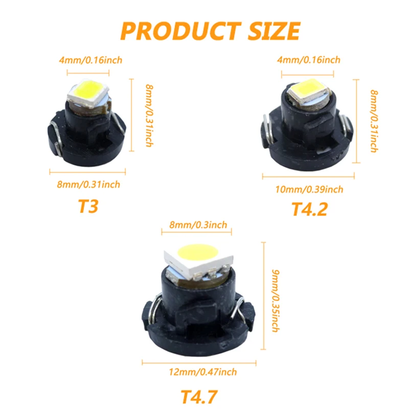 10x T3 T4.2 T4.7 Led Car Light Bulb Auto Interior Light Instrument Lamp Dashboard Indicator Switch Radio Climate Control Bulb