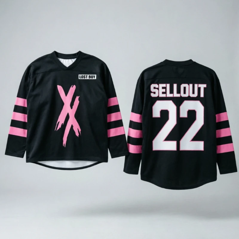 New Lost Boy Machine Gun Kelly MGK Football Shirt Summer Long Sleeve T-shirt Pattern Printed Merch Breathable Top Family Match