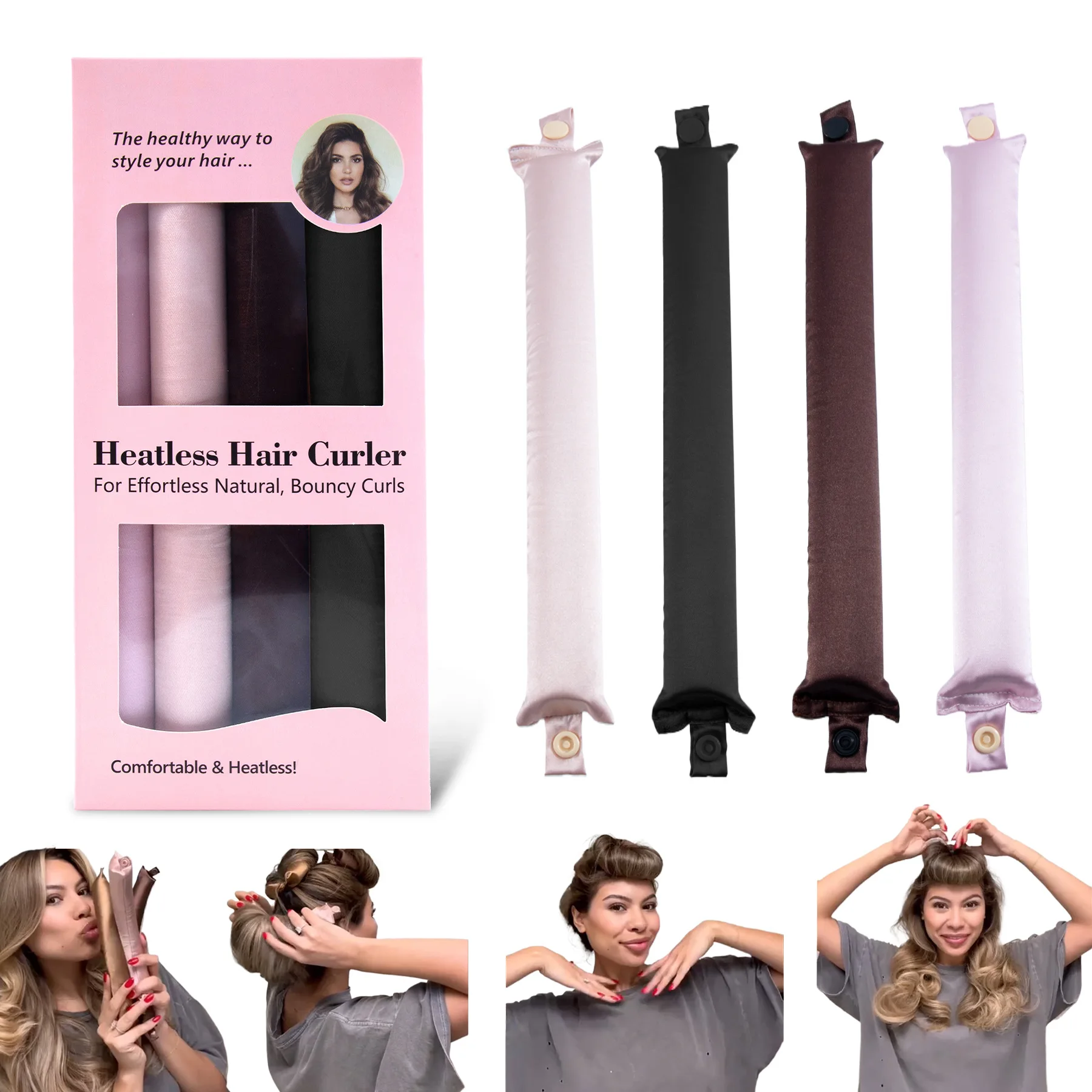 

2024 New Lazy Curling Artifact 3cm Natural Waves 4 Pack No Heat Curling Iron