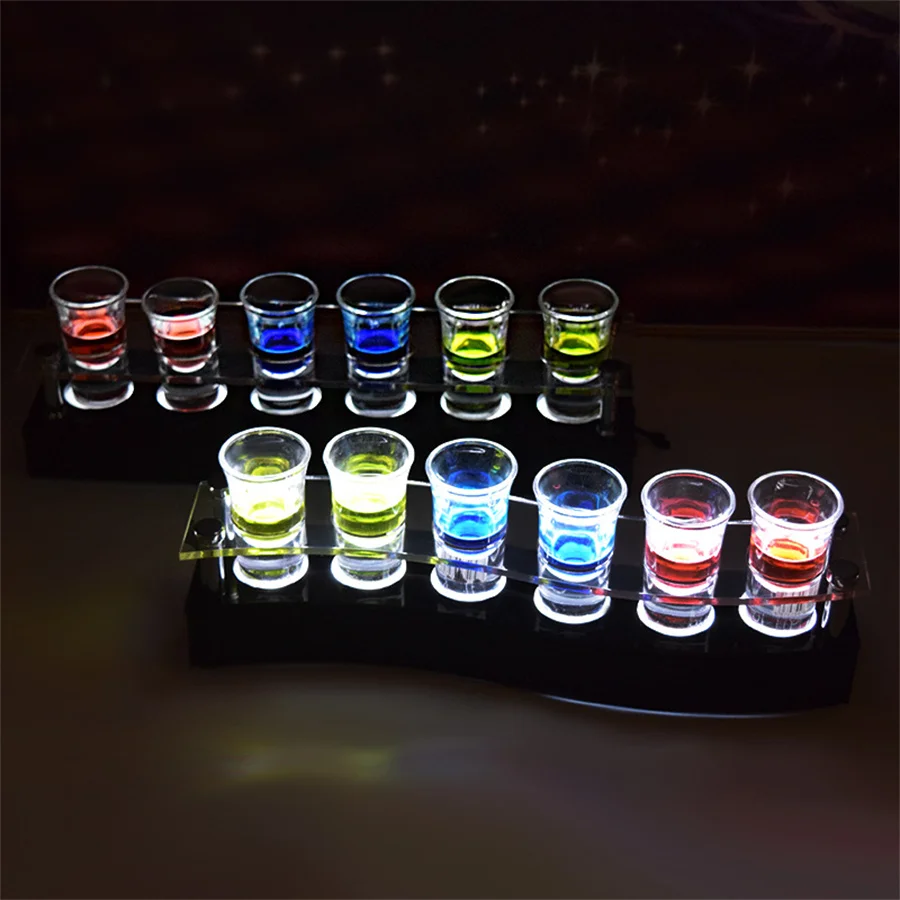 Imagem -02 - Suporte de Vidro de Vinho Led Acrílico Recarregável Copo Cocktail Glass Led Shot Cup Holder Light up Servindo Bandeja para Bar Ktv Nightclub