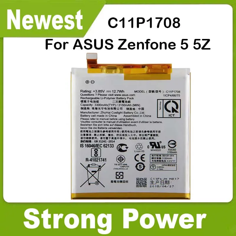 YDLBAT 3300mAh C11P1708 Battery For ASUS Zenfone 5 5Z ZE620KL X00QD ZS620KL Z01RD