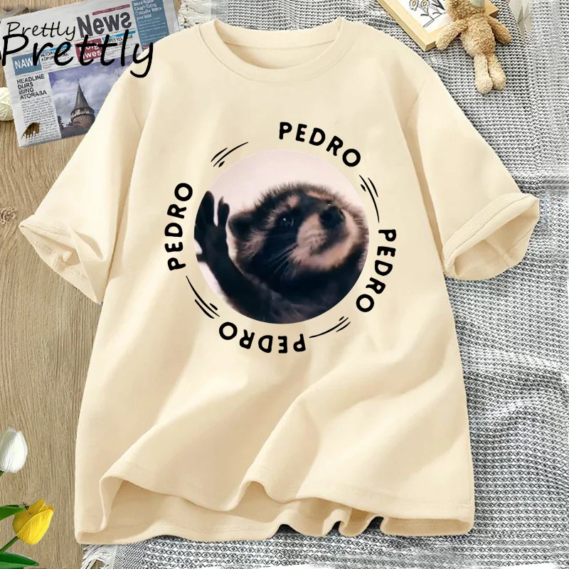 

Pedro Dancing Raccoon T Shirt Women Men Funny Trash Panda Meme T-Shirt Casual Short Sleeve Animal Tshirt Cotton Women's Clothes