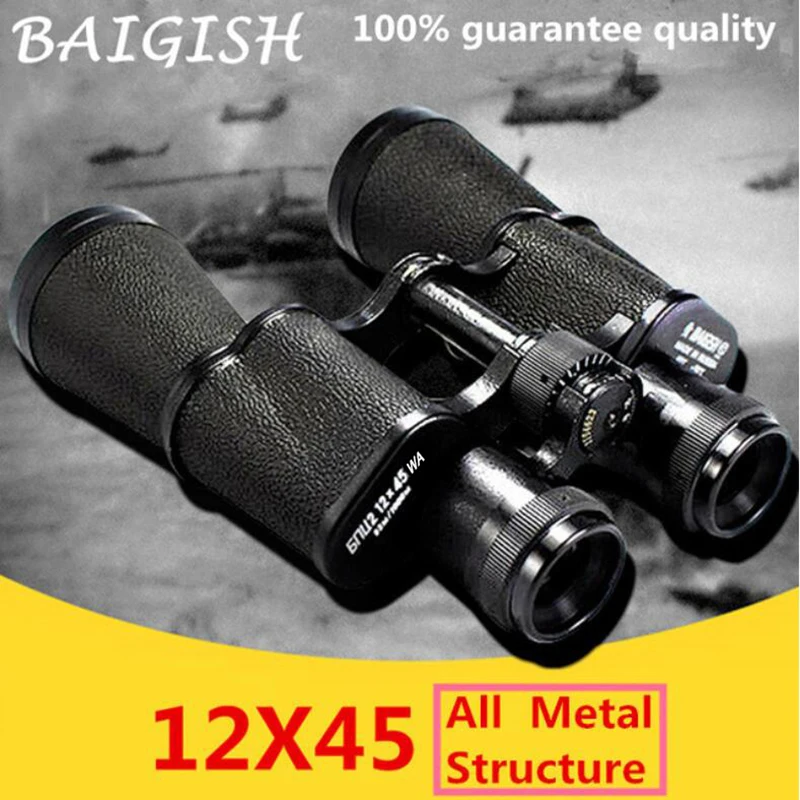 

Baigish 12X45 High Power HD Binoculars ALL Metal Military Spyglass With Bak4 Prism Telescope Wide-angle for Bird Watching Travel