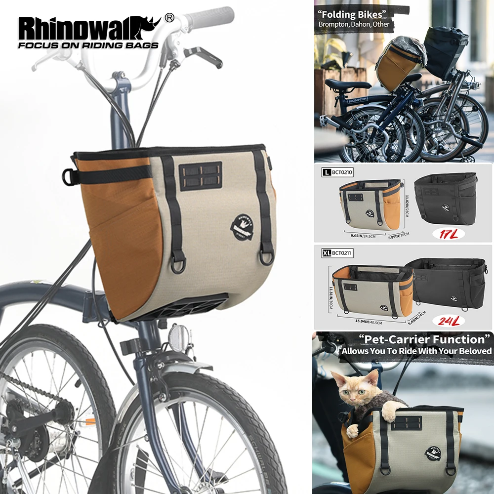 

Складная корзина для руля велосипеда Rhinowalk 17 л/24 л для Brompton и Dahon, для путешествий, активного отдыха, перевозки животных, со съемной рамой