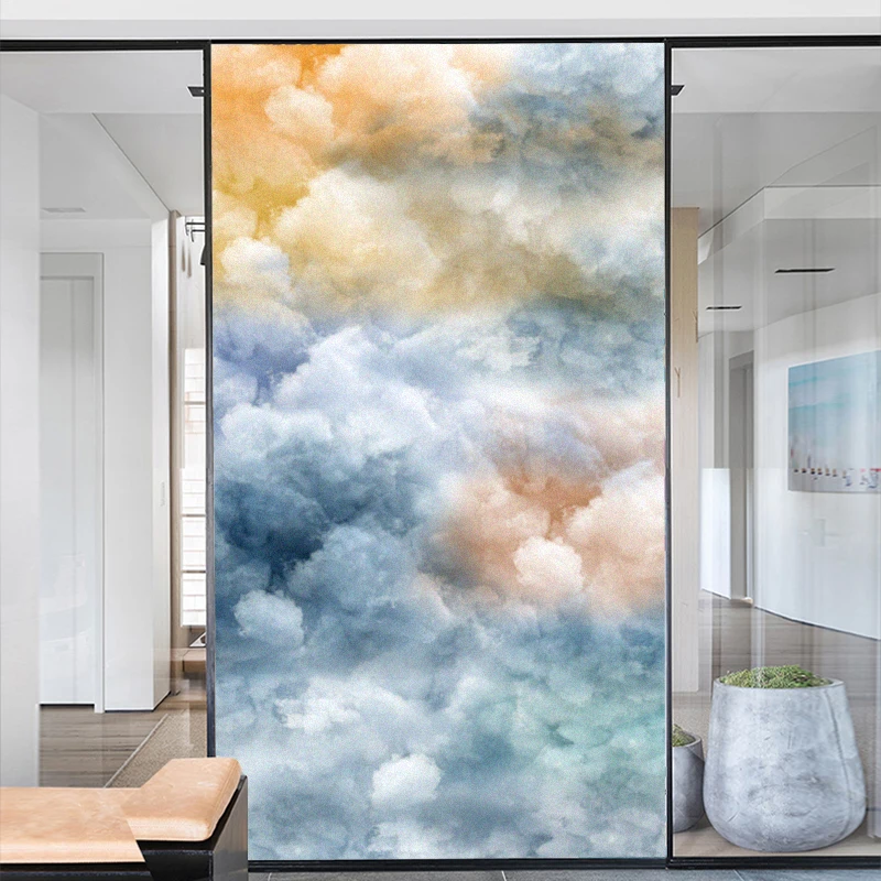 Window Film Privacy Frosted Glass Sticker Heat Insulation and Sunscreen Cloud Decoration Adhesive sticker for Home