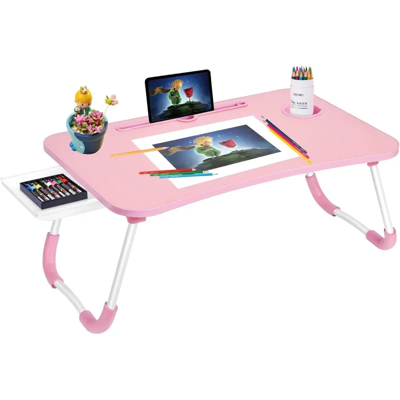 Laptop Bed Desk Table Tray Stand with Cup Holder/Drawer for Bed/Sofa/Couch/Study/Reading/Writing On Low Sitting Floor