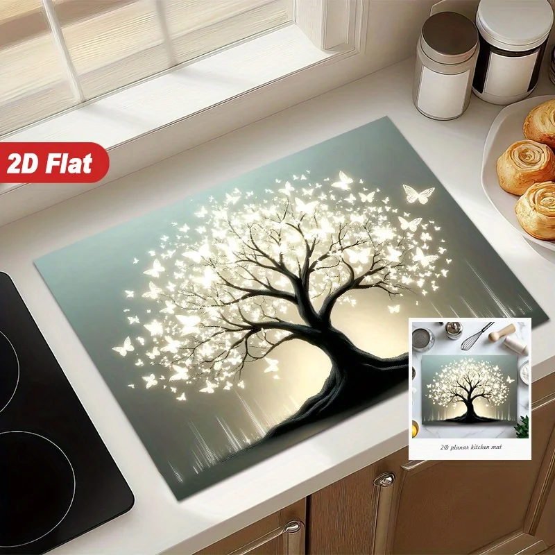 Enchanted Butterfly Tree Stove Mat Heat Resistant Cooktop Cover for Induction Ceramic Hobs Anti Slip Scratch Protector view 3