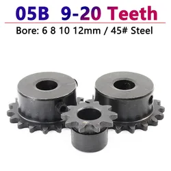 1pcs 05B Industrial Drive Sprocket Wheel 9 10 11 12 13 14 15 16 17 18 19 20 Teeth 45# Steel Chain Gear Bore 6 8 10 12mm