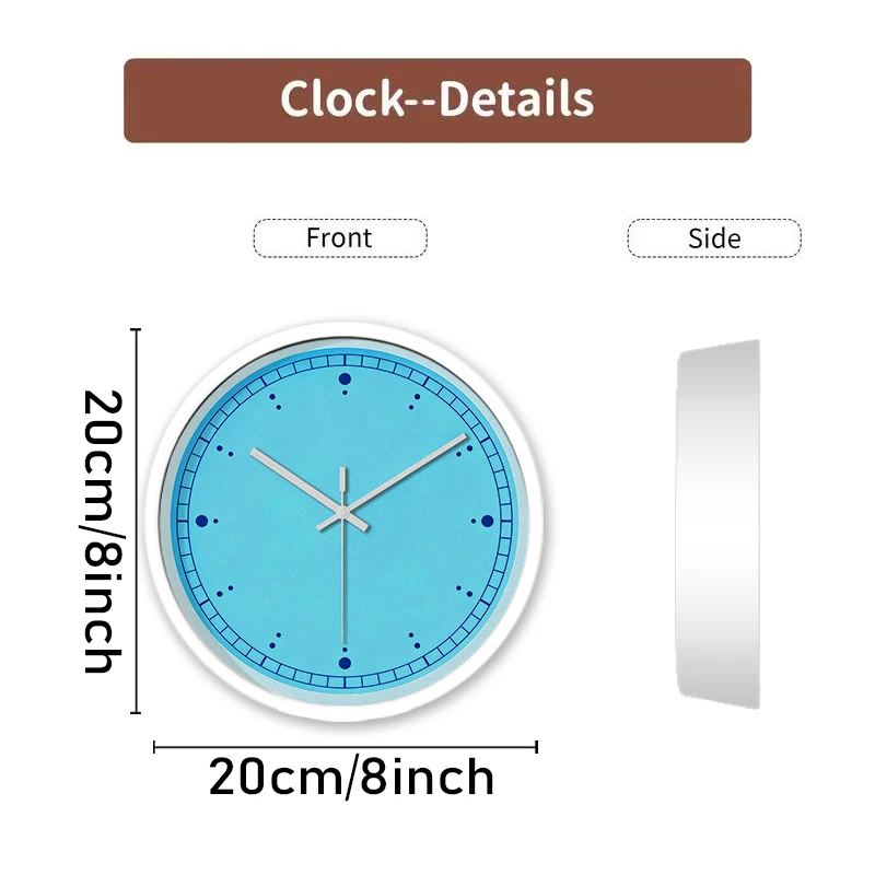 Blue Circular Dot Cartoon Round Silent Hanging Wall Clock,Suitable For Living Room,School,Study Room,Bedroom, Children's Gifts