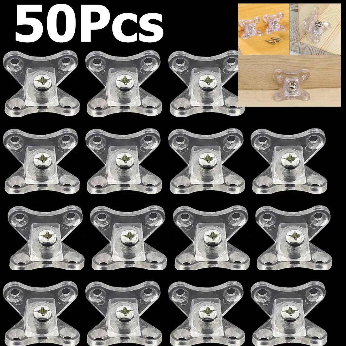

50Pcs Clear Removable Corner Brace Combination Butterfly Corner Code L Shape Bracket Wooden Corner Brace Right Angles Brackets