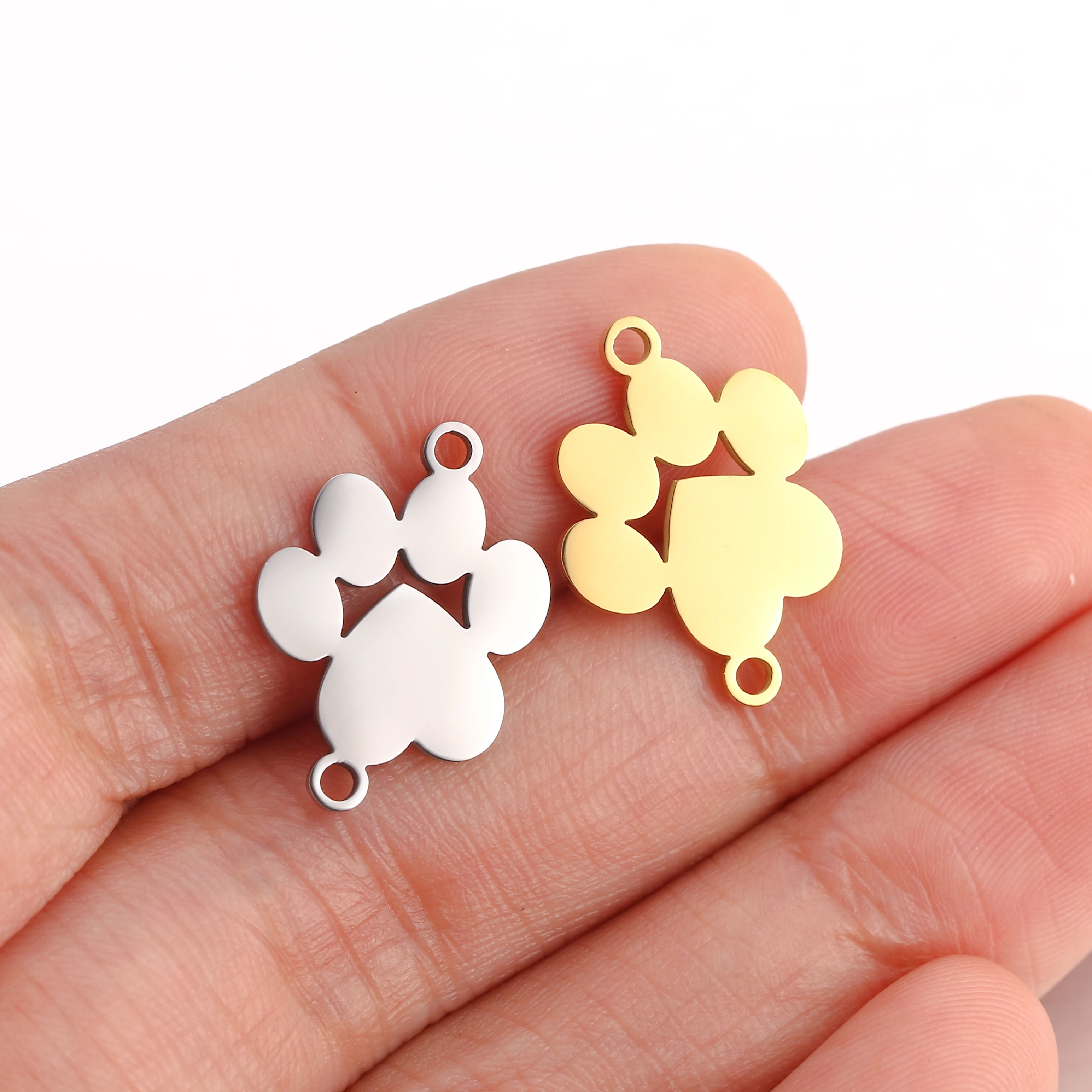 5Pcs/Lot Stainless Steel Animal Claw Double Hole Connectors Charms for DIY Jewelry Making Mirror Polishing Cat Dog Claw Pendants