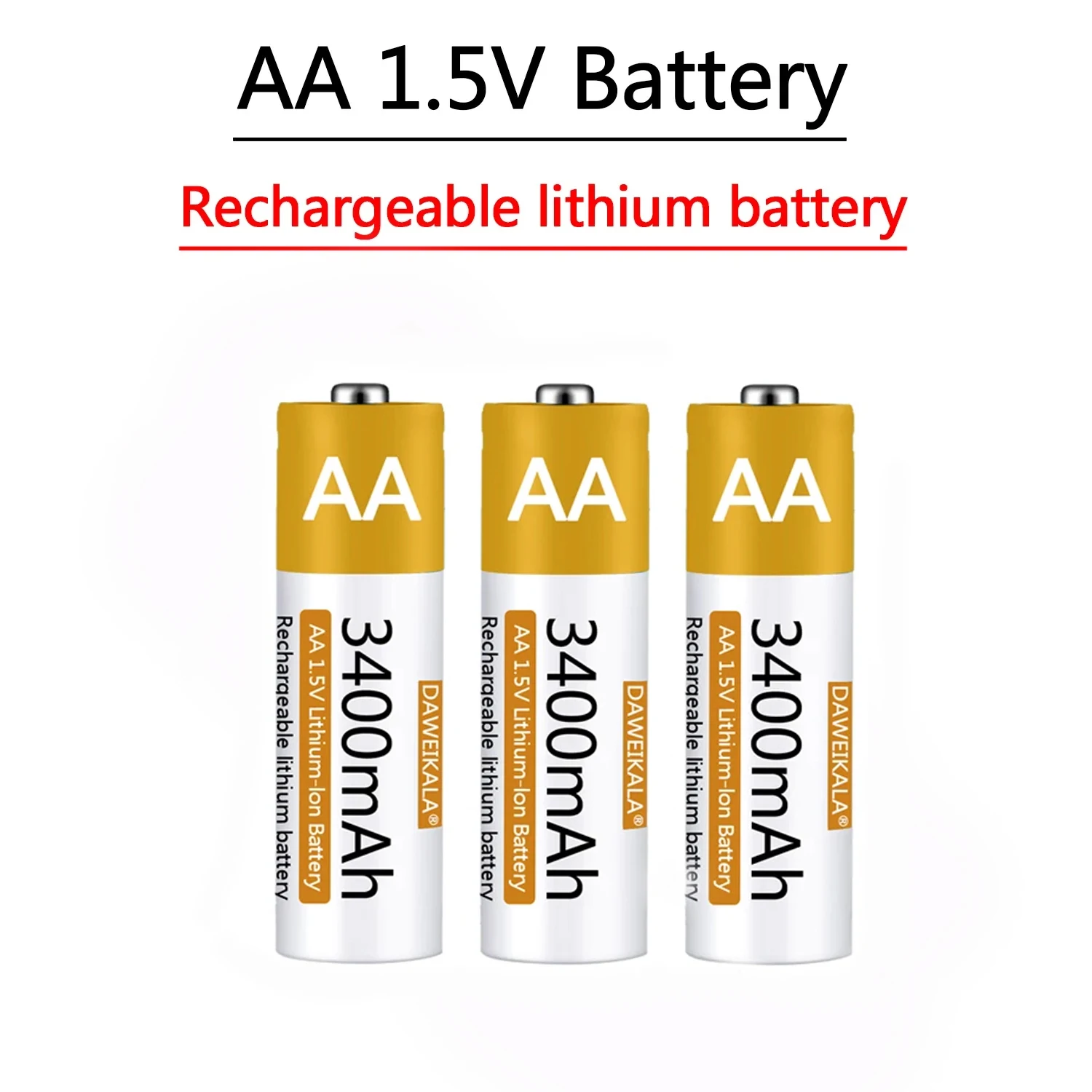 

Перезаряжаемая батарея 3400 мАч, литий-ионная батарея типа АА 1,5 В, AA для дистанционного управления, вентилятора мыши, будильника с зарядным устройством USB