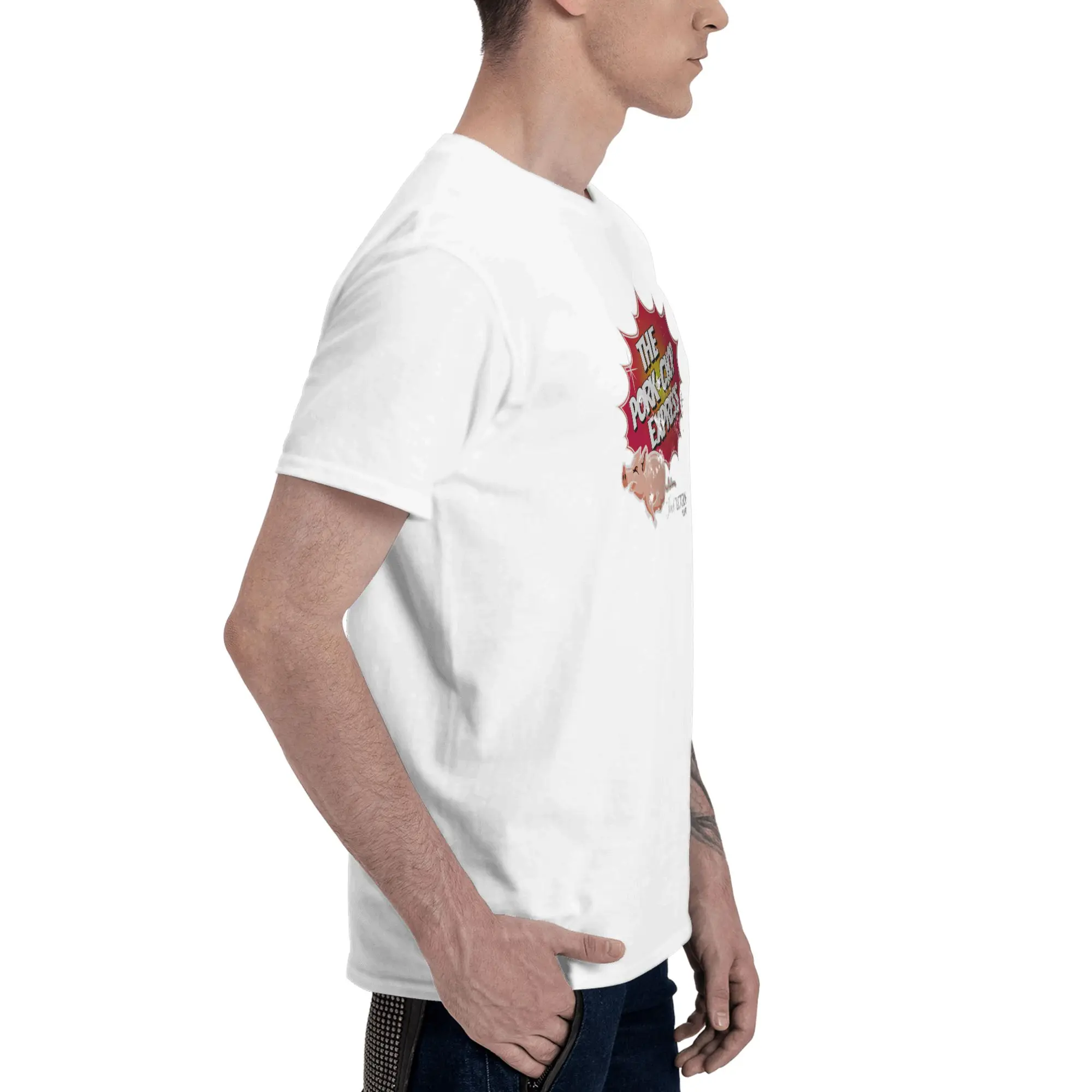 Pork Chop Express - Distressed ReddishYellow Variant Abrasion-Resistant Reversible T-shirt Artistic Girl Basic Tee