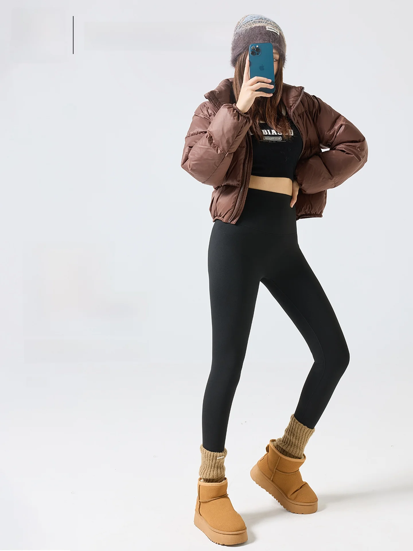 

Брюки для йоги с высокой талией, женские осенне-зимние теплые брюки из овчины, утягивающие живот, верхняя одежда для подтяжки ягодиц