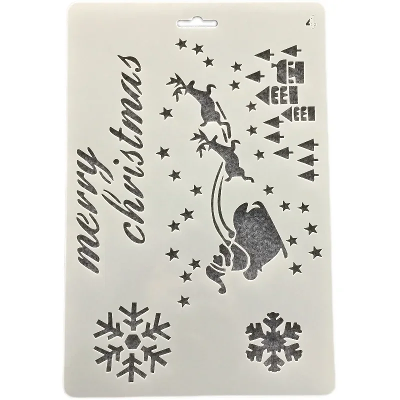 26cm Christmas Pine Tree Deer Bell Santa DIY Layering Stencils Wall Painting Scrapbooking Stamping Embossing Decorative Template