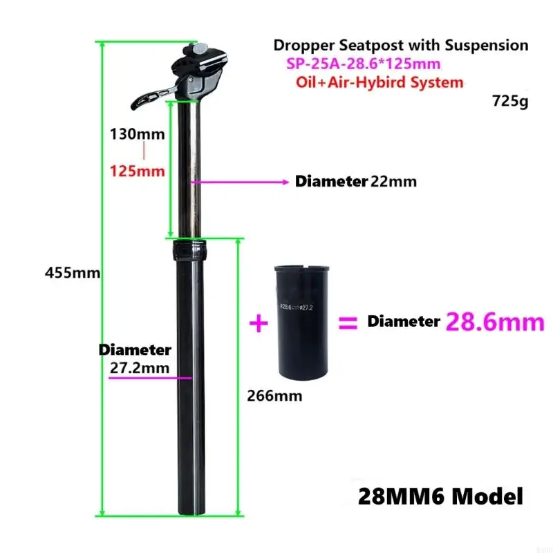 

Mountain Bike Seatpost Light weight Stainless Steels Bike Dropper Seatpost with Hand Regulation Cycling Accessories W89F