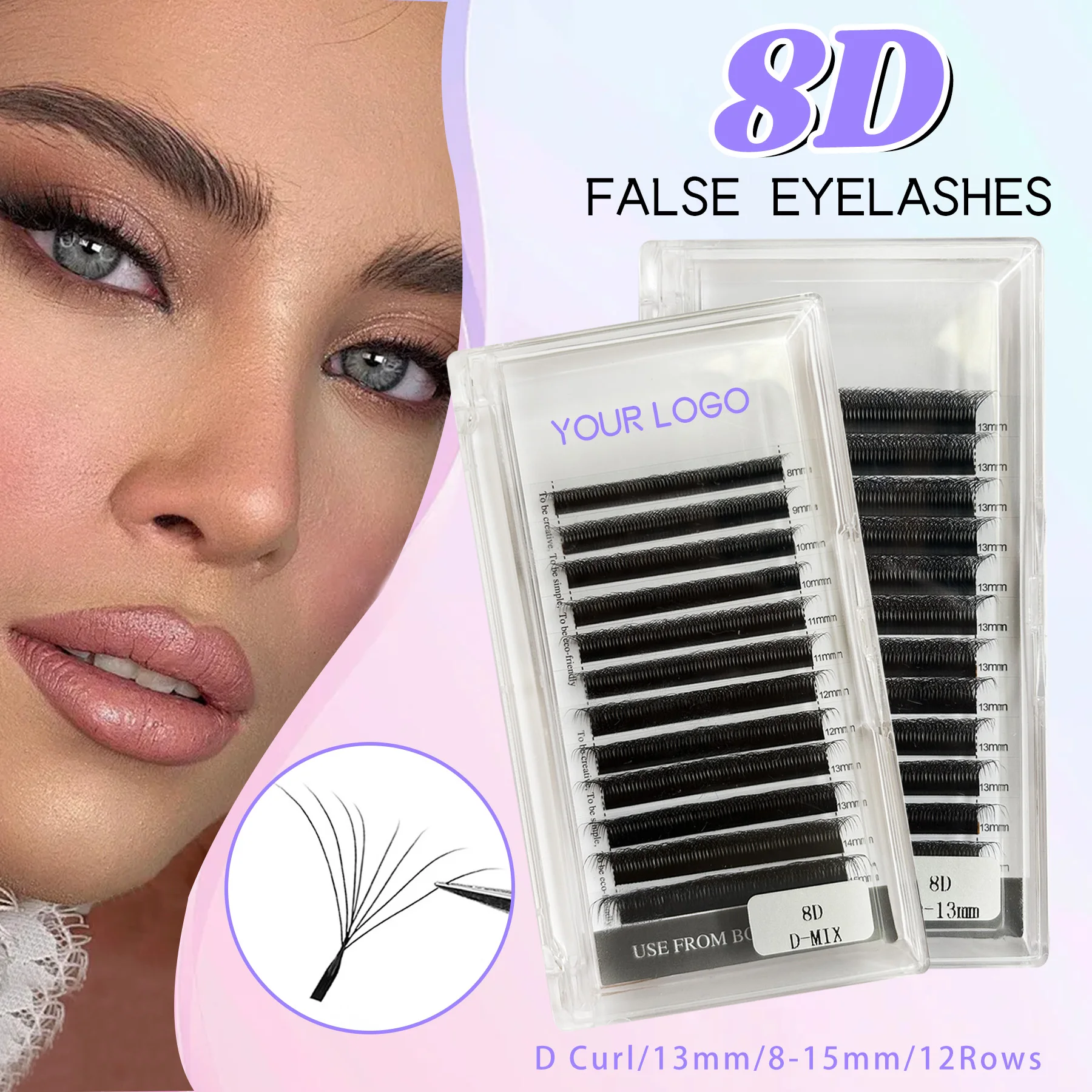 Red Clover Flower - 8D Clover Lashes W-Shape Premade Fans