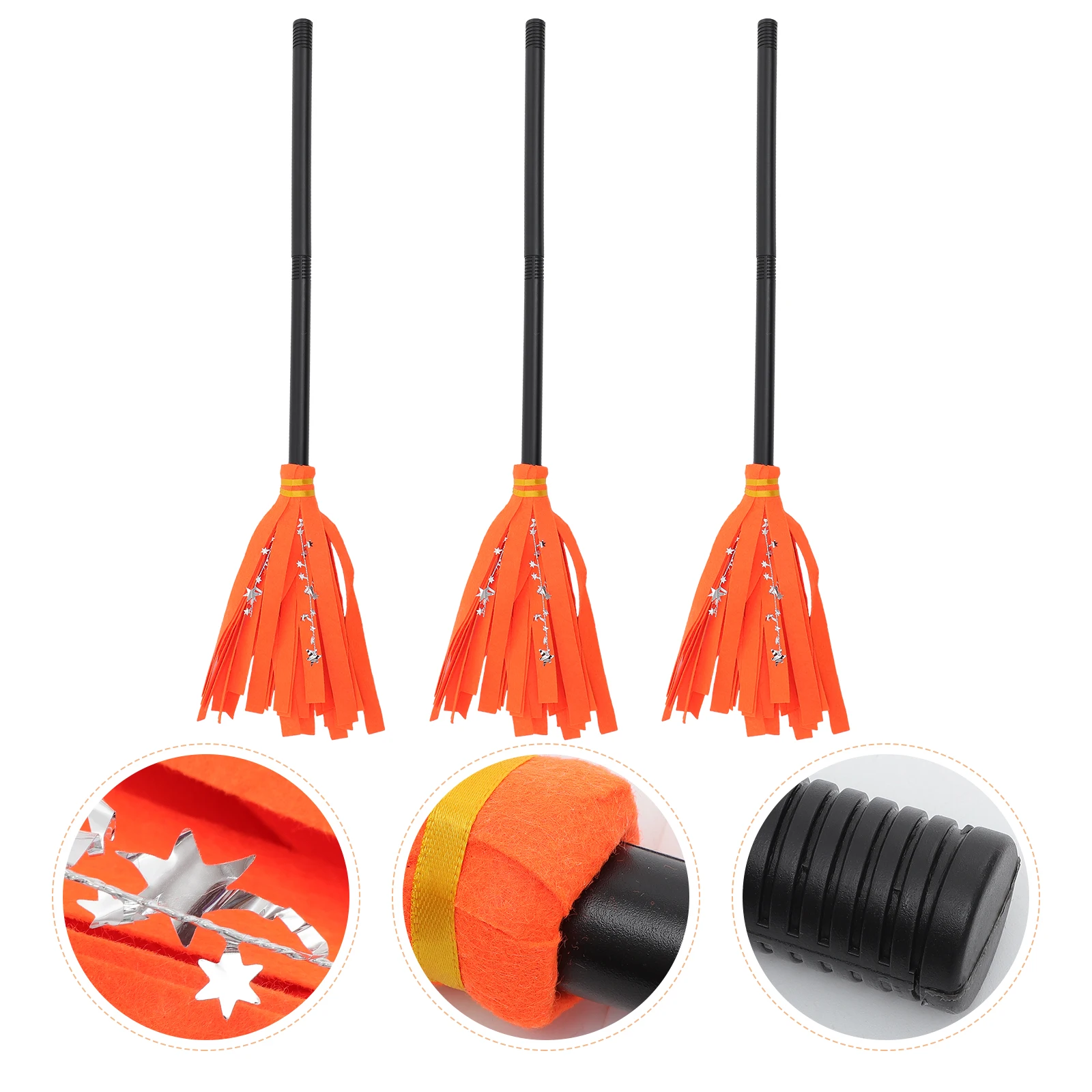 

3Pcs Plastic Witch Broom Halloween Cosplay Accessory Funny Party Prop