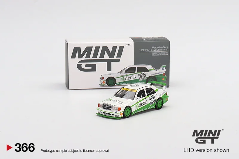 1:64 Mercedes-Benz 190E Schumacher EVO2 Geração II Rally 20 DTM modelo em miniatura fundido em liga metálica, ornamentos para adultos