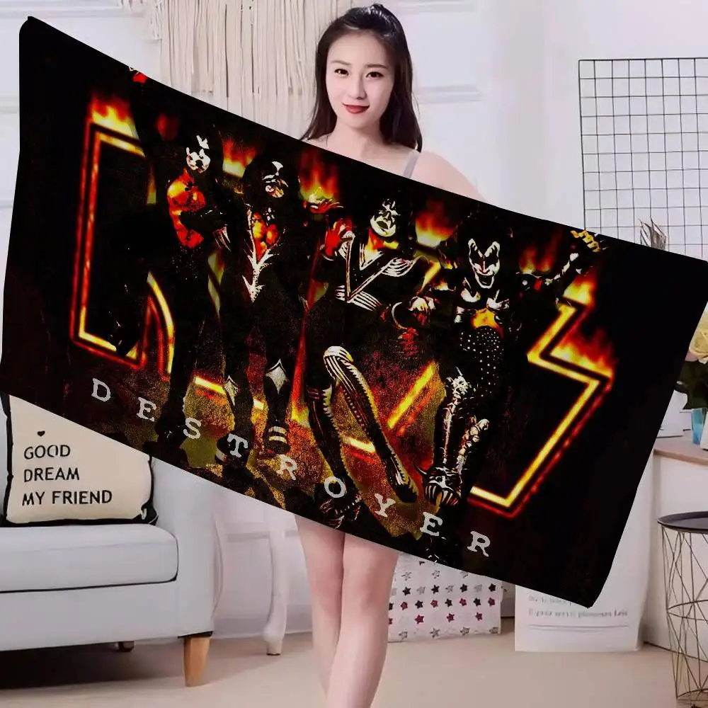 K-KISS Band Microfiber Blanket Quick Drying Beach Towels Oversized Printing Super Absorbent Pool Towel Blanket
