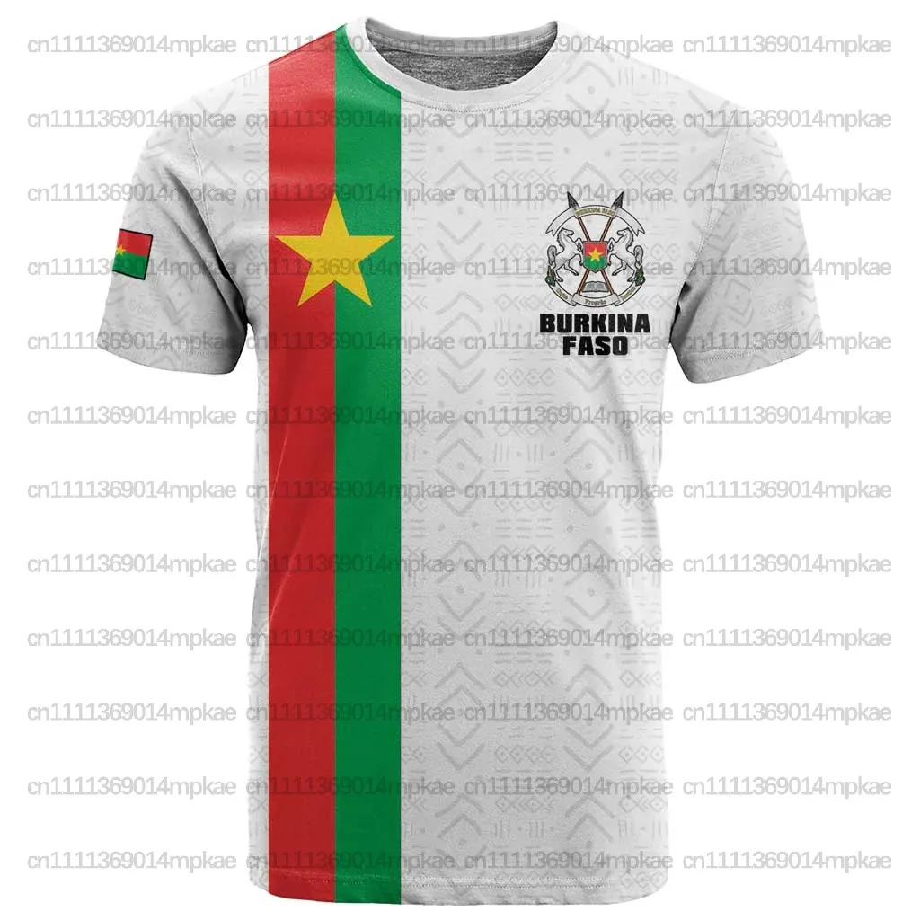 

Men's Burkina Faso African T-shirt, Printed Crew Neck Top, Casual Loose Fashionable Retro Sports Street Style Top