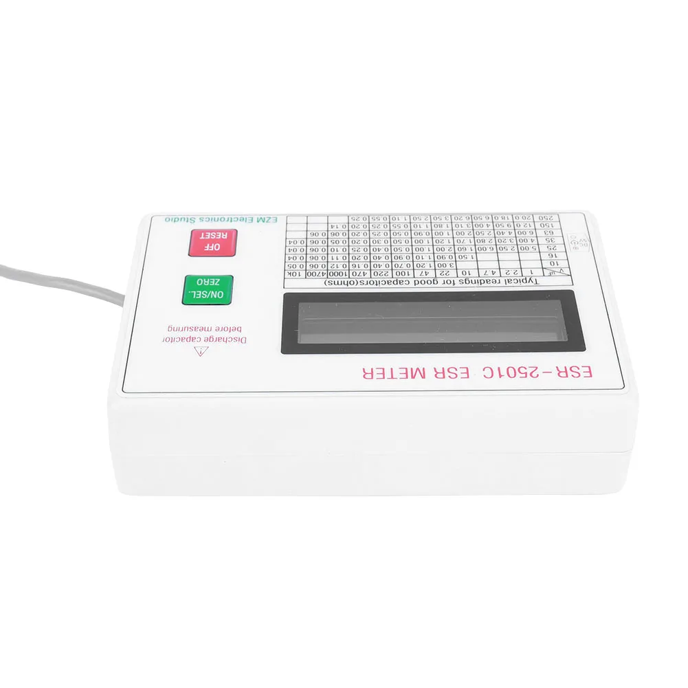 ESR2501C Capacitor ESR DCR Tester Test In Circuit Capacitance Meter Smart Shutdown Electrical Testing Meter ESR Capacitor Tester