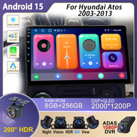 GPS Dash Cam Head Unit Android 15 Car For Hyundai Atos 2003-2013 LHD Multimedia 4G WIFI Player No 2din Touch Screen wireless DSP