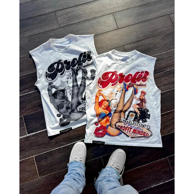 2025 신상 스트릿웨어 반팔 하라주쿠 힙합 레트로 민소매 티셔츠 남녀 공용 펑크 캐주얼 루즈핏 트렌드 ★ ★ ★   jj.