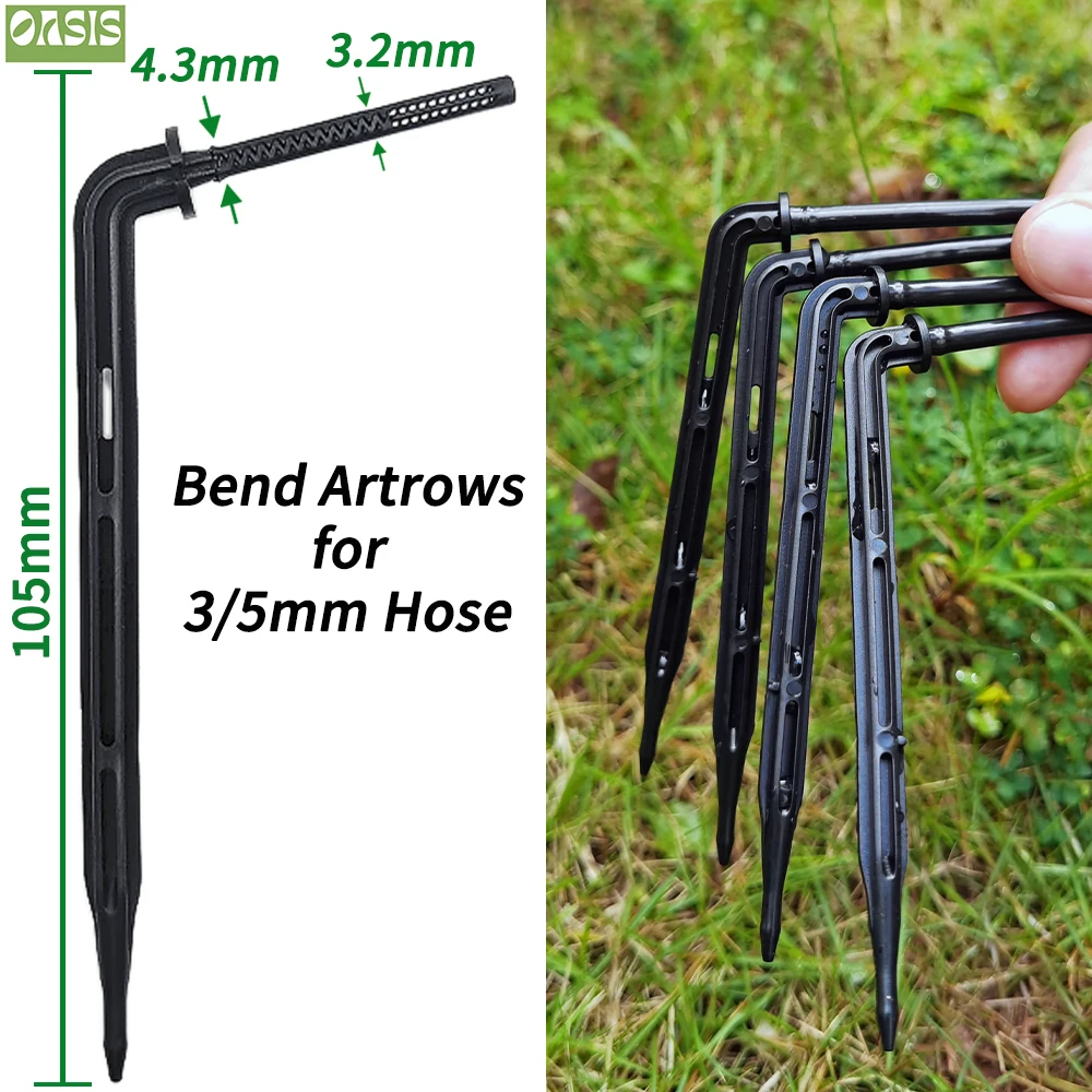 OASIS 50PCS Bend Arrow Dripper Micro Drip Irrigation Kit Emitters for 3/5mm Hose Garden Watering Saving Micro Dripper Greenhouse