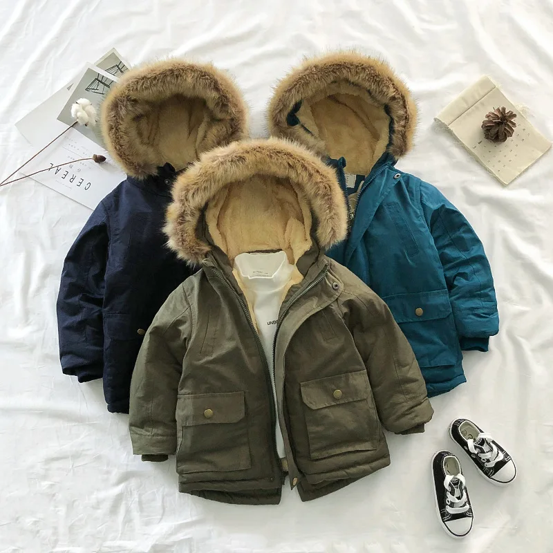 

Baby Boys toddler girl Clothes Faux Fur Jacket Warm Coat Teen kids Winter parka Christmas Cotton Padded clothing infant overcoat