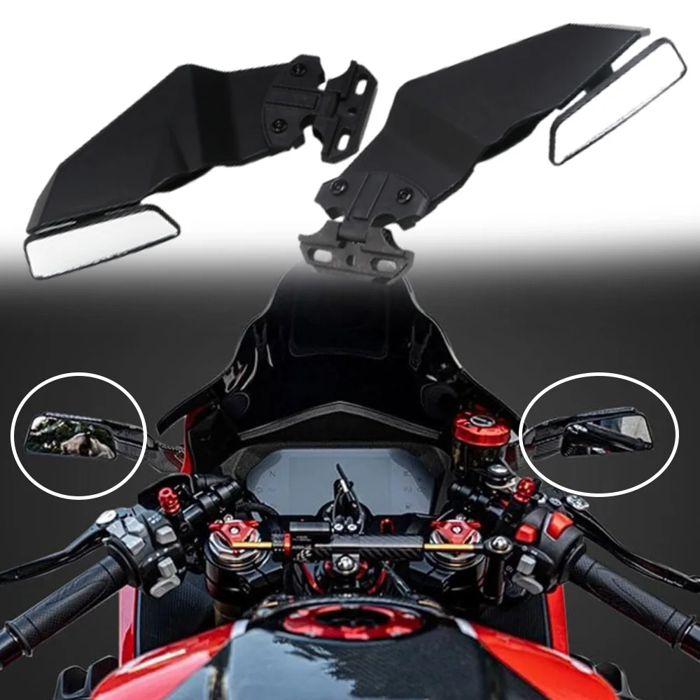 

2 Pcs For Yamaha YZF R1 1998-2006 Glossy Black/Carbon Fiber Look Finish Left / Right Motorcycle Wing Rearview Mirror