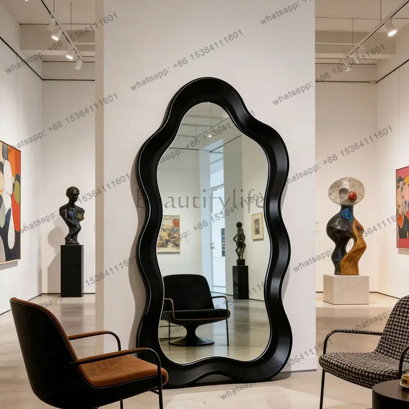 Nordic art style creative full body mirror simple high-end special-shaped dressing irregular floor mirror