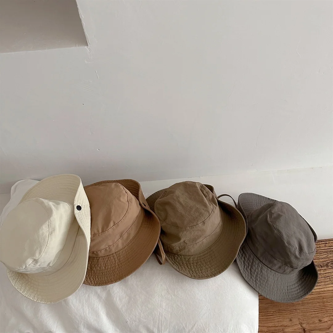 أطفال بلون المشي لمسافات طويلة صياد قبعة الأشعة فوق البنفسجية حماية الطفل دلو قبعة الشمس في الهواء الطلق التخييم الرقبة رفرف قبعة للأطفال بنين بنات