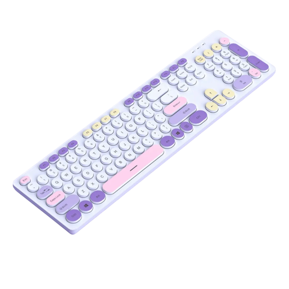 

Беспроводная USB-клавиатура с разноцветными клавишами, тонкий дизайн, питание от батареи, беспроводное подключение 2,4 ГГц