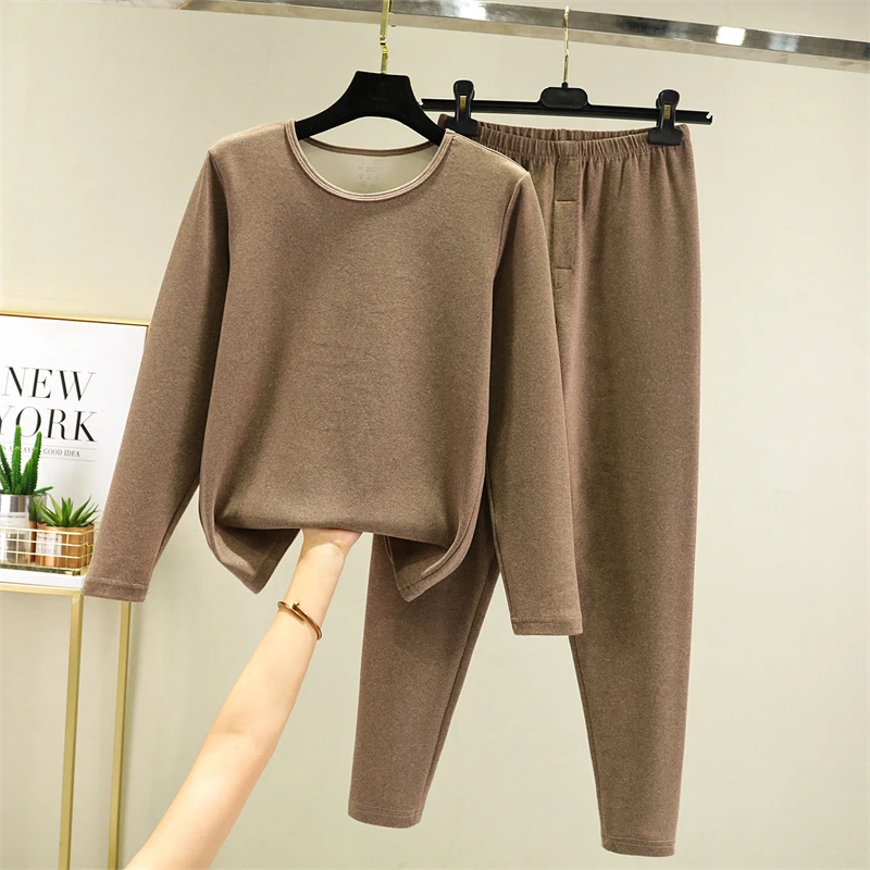Men's Thermal Underwear Set Thickened Fleece Warmth Two-Piece Suit Autumn Winter Padded Vest Pants Base Layer Clothing