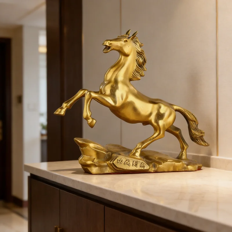

Rich Lucky Horse Figurine Success Brass Animal Sculpture Fengshui Chinese Horse Year Statue Home Decor Office Desk Accessories