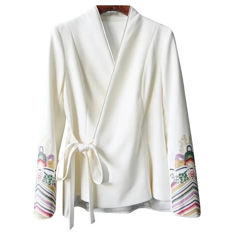 

Ladies Spring New Buckle Coat Chinese Style Embroidery Chinese Style coat Light Luxury National Tide Cardigan Simple Coat Woman