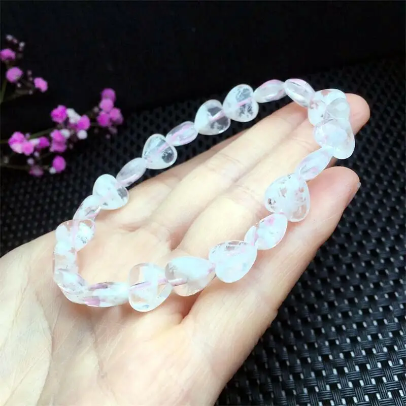 10MM Natural Pink Garden Quartz Heart Bracelet Couple Energy Yoga Bracelet Men Women Healing Fengshui Jewelry Gift 1pcs