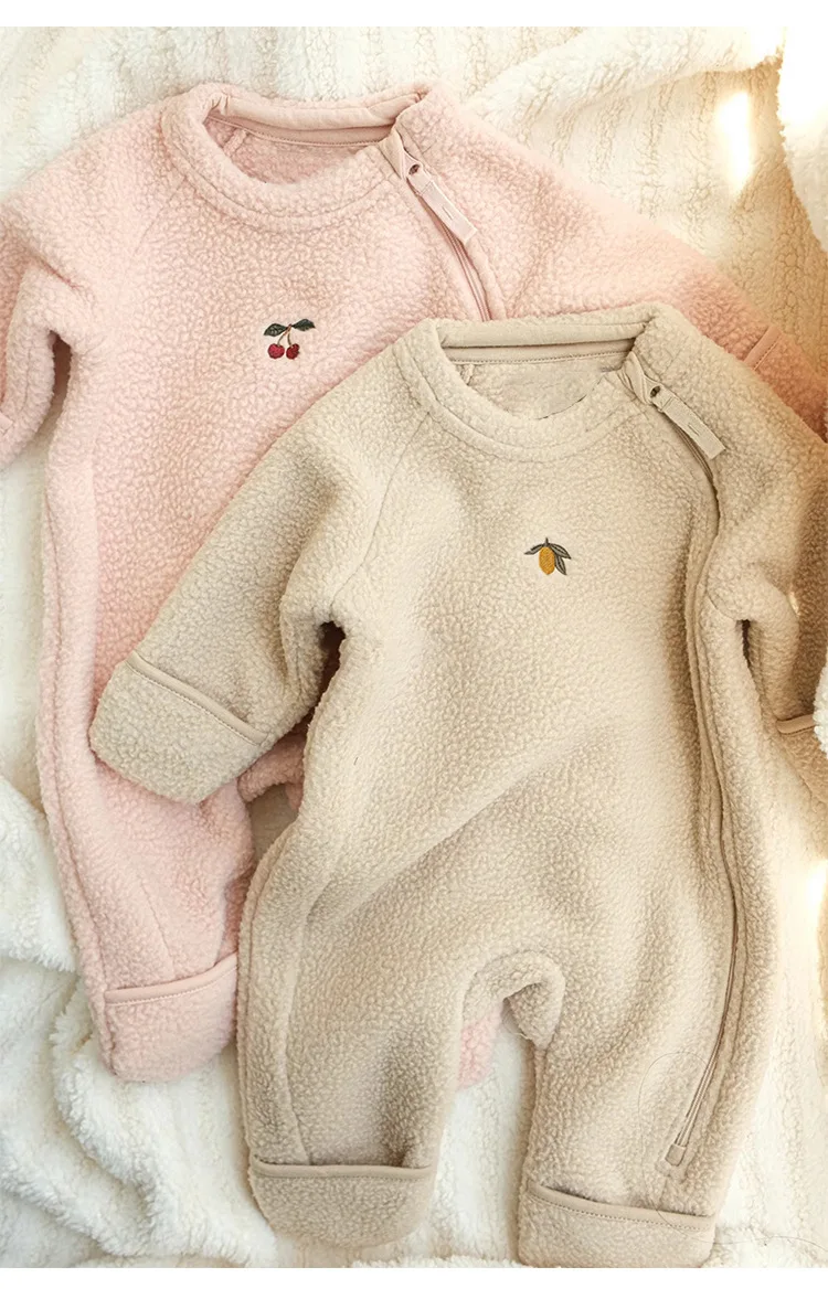 

25 Winter New Onesies Baby Boys and Girls Rompers Warm Climbing Clothes Fleece Feet Outerwear Clothes