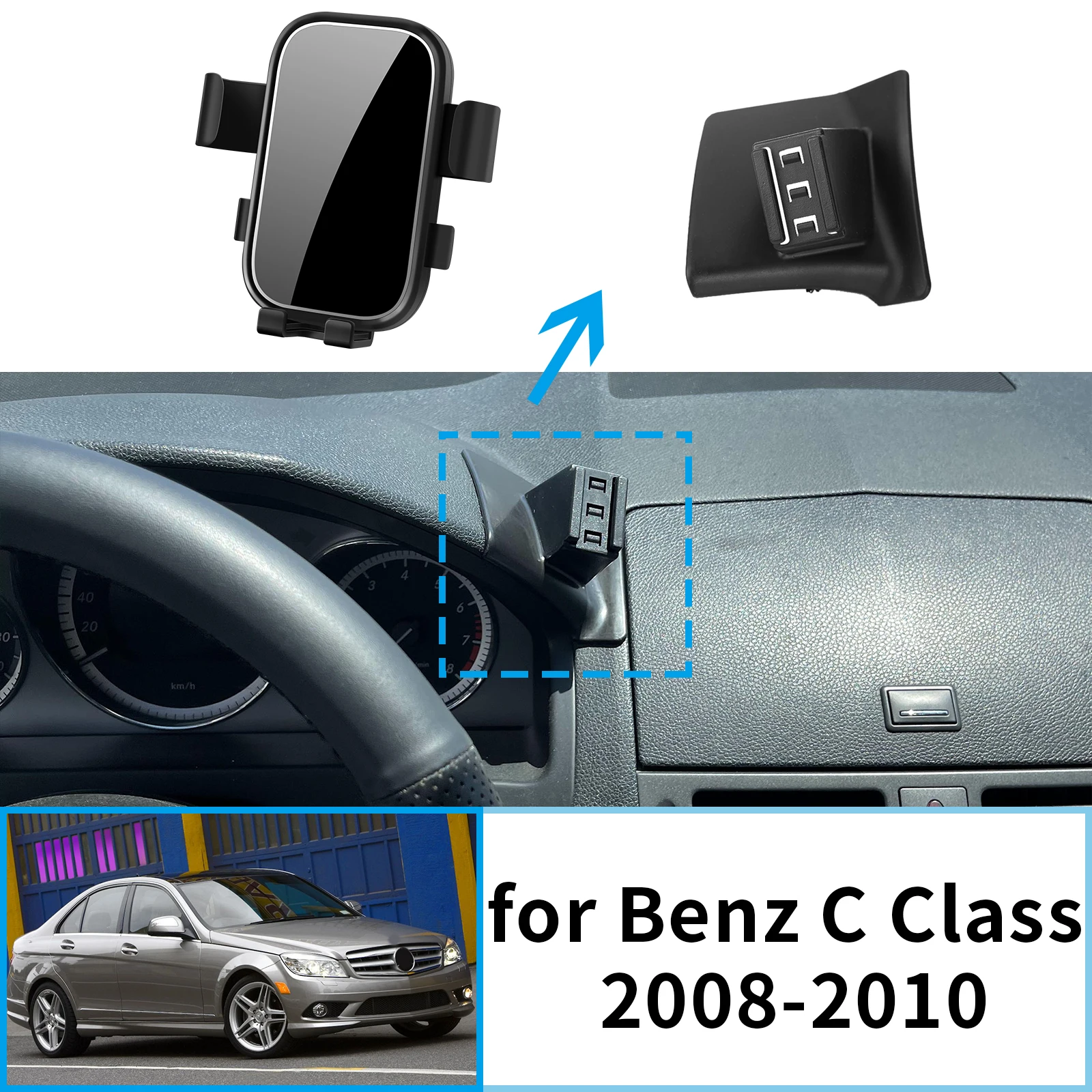 

Car Mobile Phone Holder for Mercedes Benz C Class W204 2008 ~ 2010 C200 C260 C300 Navigation Stand Auto GPS Bracket Accessories